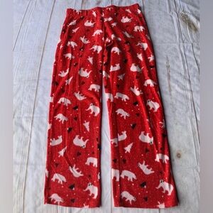 Sleep Street Red Polar Bear Fleece Sleep Pants Size Small